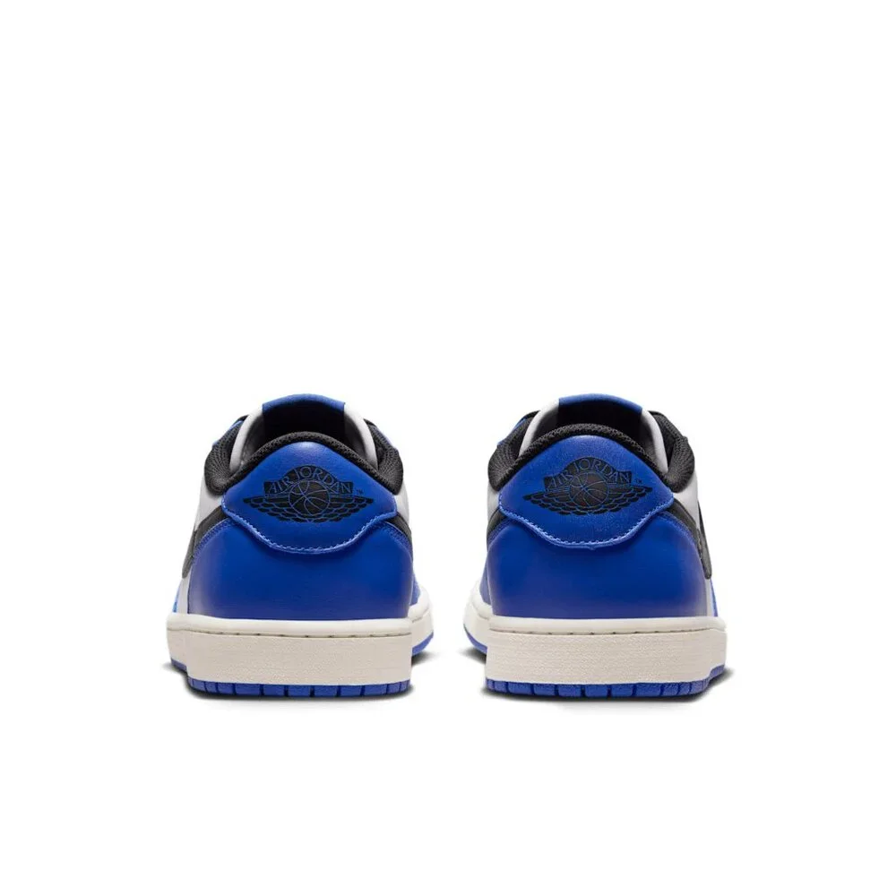 Jordan Mens 1 Retro Low OG Sneakers Color White/Black/Game Royal - Picture 5 of 6